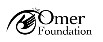 Logo for The Omer Foundation featuring stylized black text. The O in Omer contains a graphic of a swooping hand and an arc above it, resembling an eye or protective gesture.